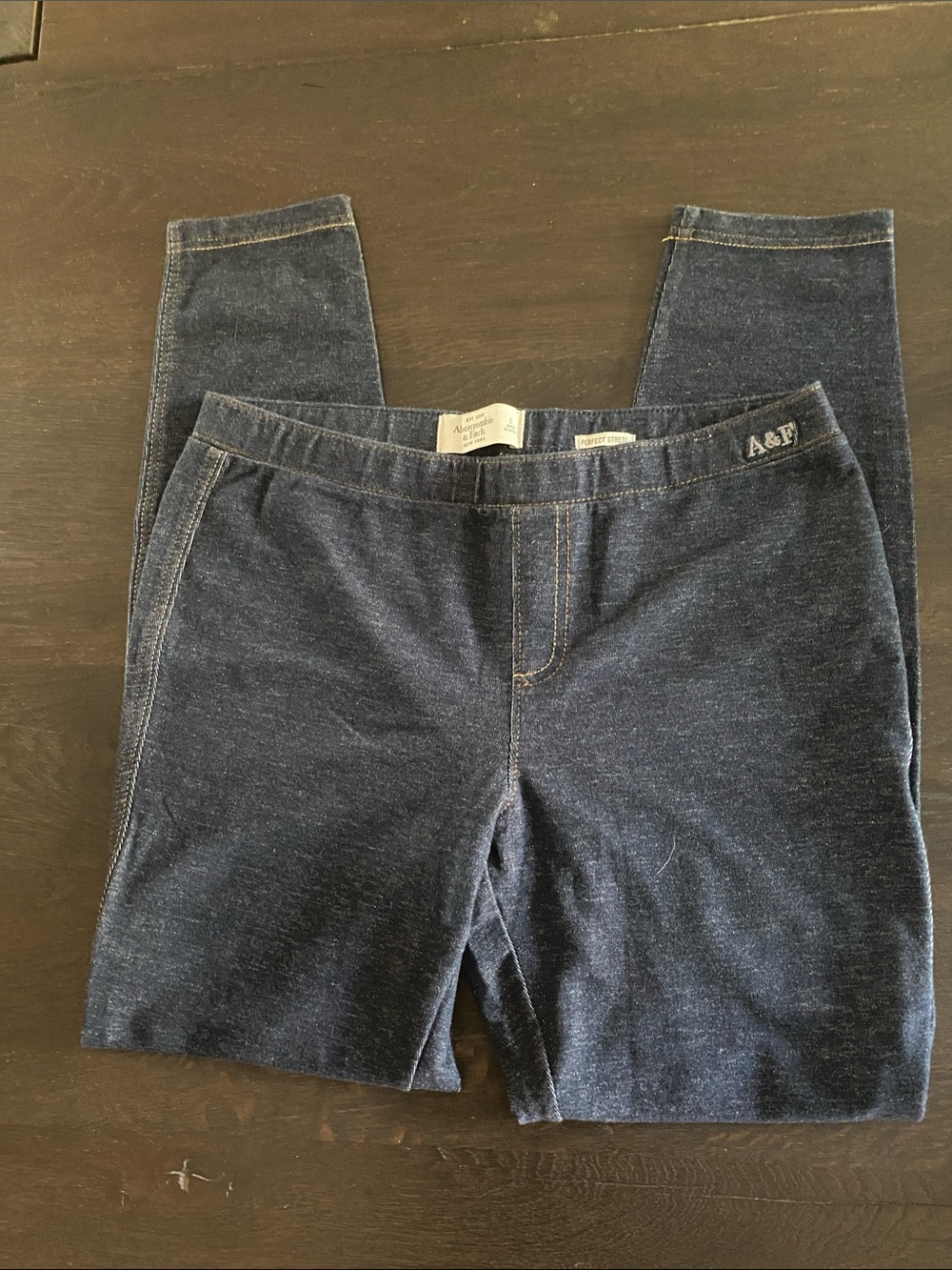 Abercrombie & Fitch Dark Indigo Stretch Denim Overalls
